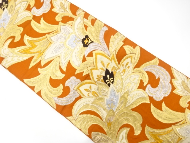 JAPANESE KIMONO / ANTIQUE FUKURO OBI / SILK / WOVEN CHINESE FLOWER